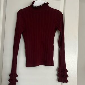 Zara Ruffle Knit Chic Top Blouse Sweater